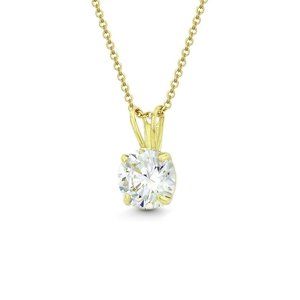 14K Yellow Gold Pendant 1.00ct Created Diamond